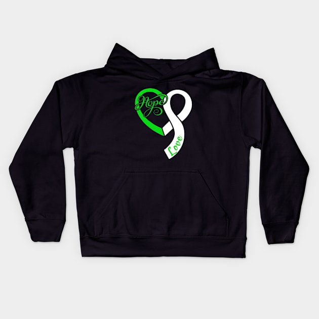 Myotonic Dystrophy Awareness Hope Love Heart Ribbon Valentines Day - Love Shouldn't Hurt Kids Hoodie by DAN LE